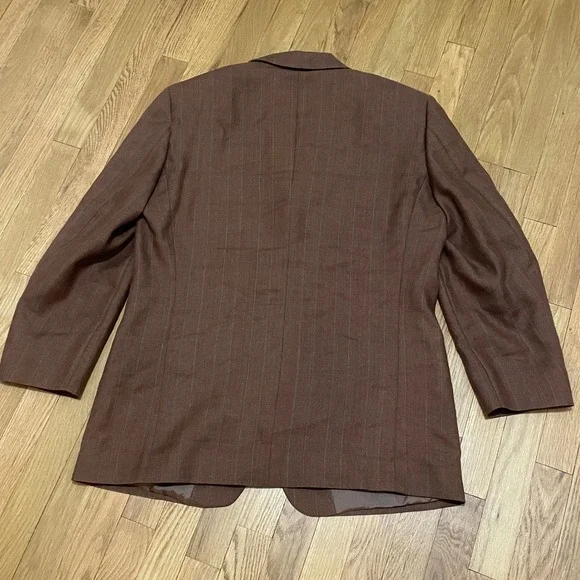 Ermenegildo Zegna Men's IT 54/ US 44‎ Brown Pinstripe Wool Linen Mohair Blazer